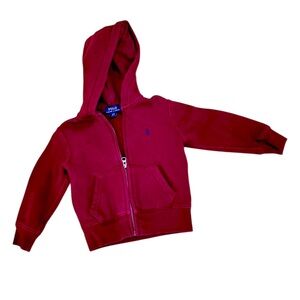 Polo Ralph Lauren burgundy zip up Sweatshirt hoodie cotton blend size 2/2t boys